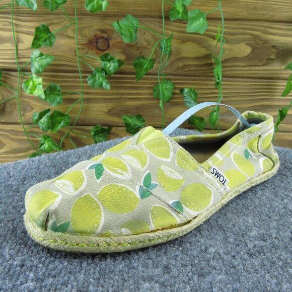 Toms Shoes - TOMS‎ Lemon Women Flat Shoes Yellow Fabric Slip On Size 8.5 Medium